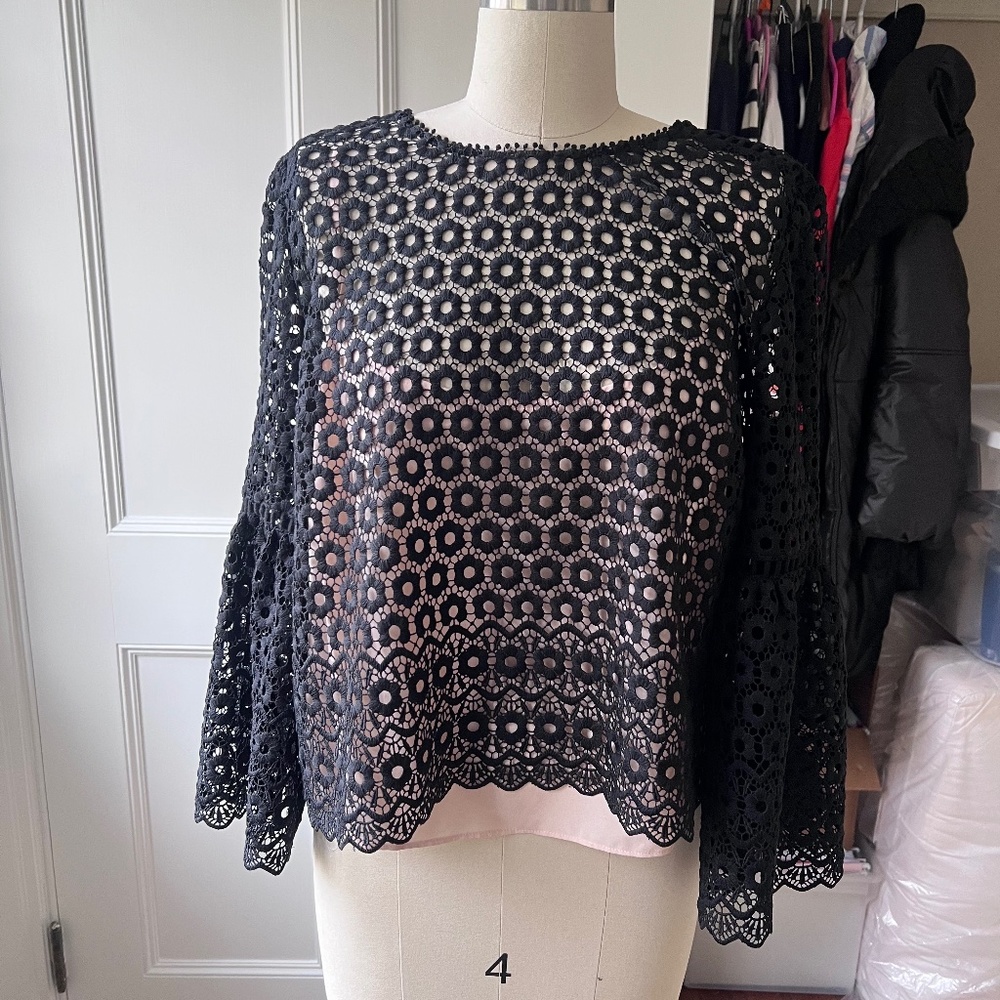 J. Crew Black Lace Top